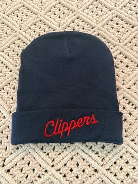Navy Beanie Hat - Embroidered Script